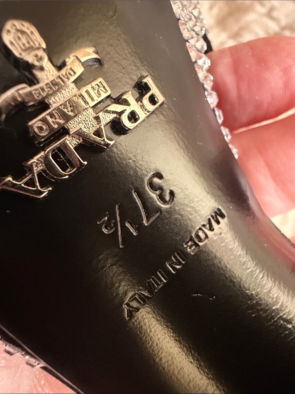 Prada Black and Silver Crystal Platform Sandals 37.5 new - Picture 5 of 6